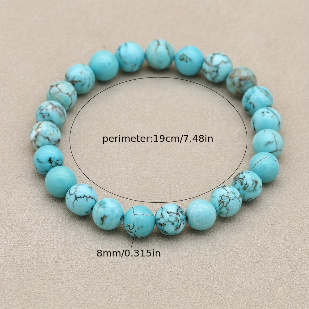 Vintage Turquoise Beaded Stretch Bracelet with Stone Accents